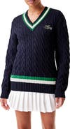Lacoste Cable Knit Wool Blend Tennis Sweater
