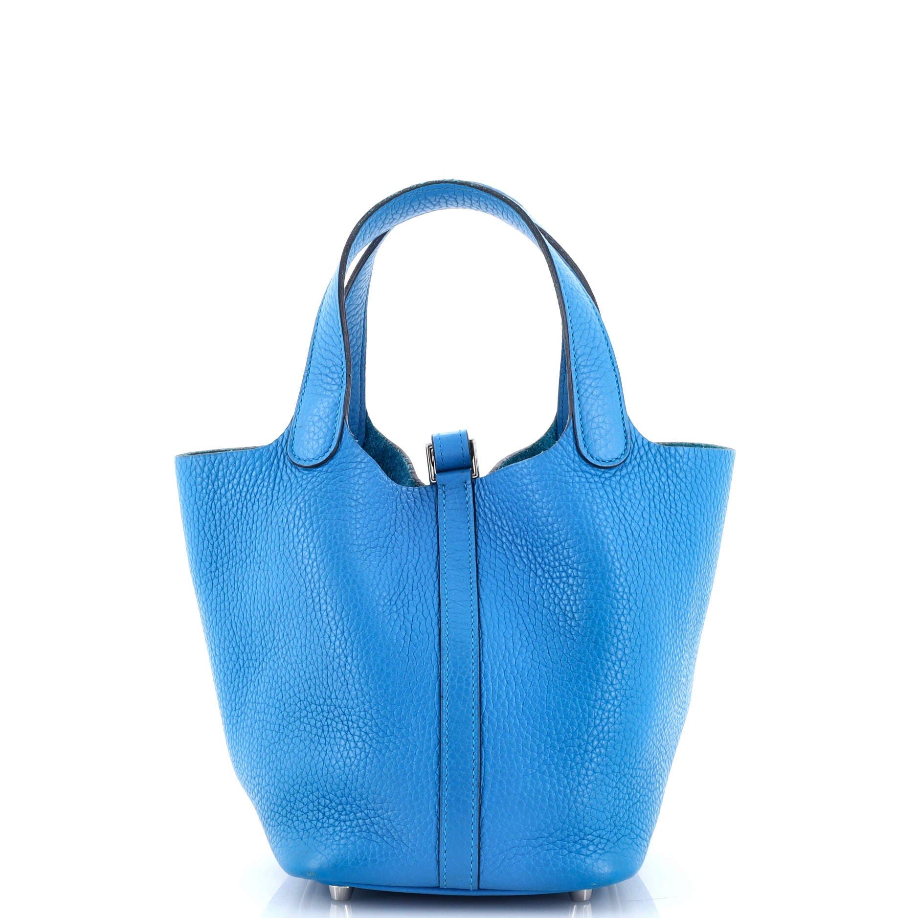Pre-Owned Hermes Picotin Lock Bag Clemence PM, Alternate, color, Bleu Zanzibar