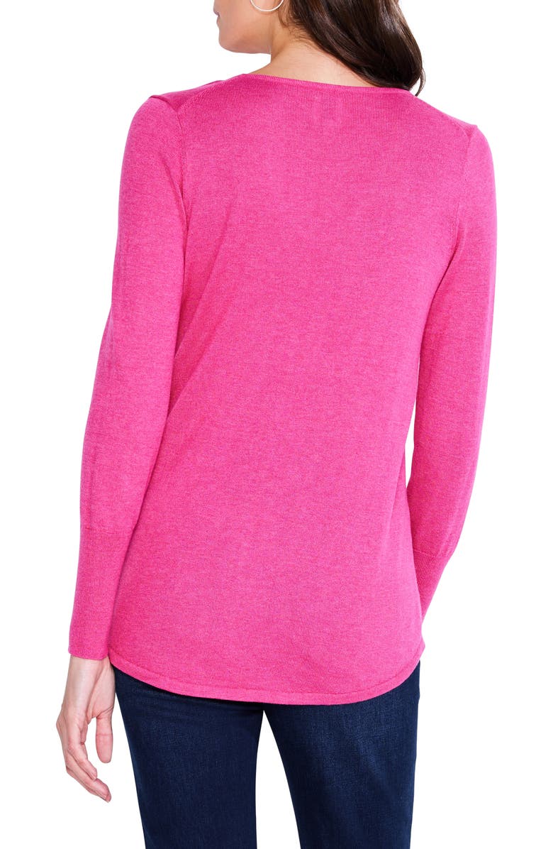 NIC+ZOE Vital V-Neck Sweater, Alternate, color, Shocking Pink