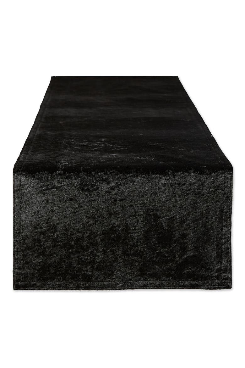 Decorative Velvet Table Runner, Main, color, Black