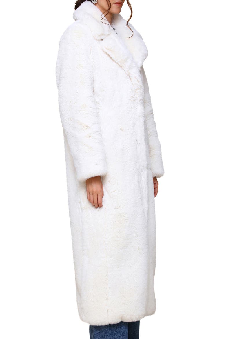 Notch Collar Faux Fur Coat, Alternate, color, IVORY