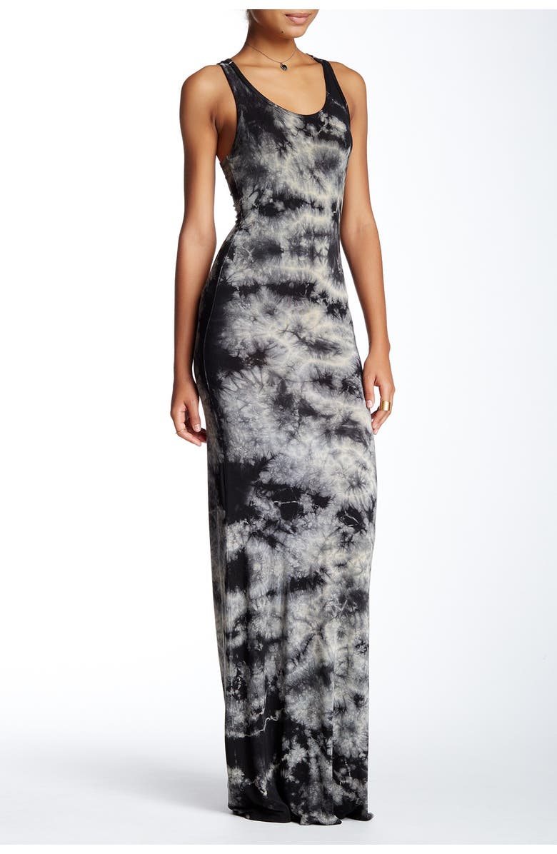 GO COUTURE Washed Tank Maxi Dress, Main, color, Black Grey Splotch