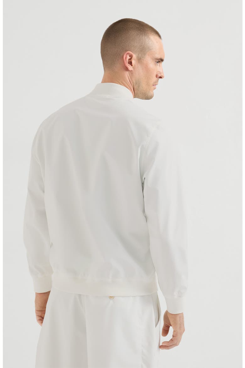 Nylon sweatshirt with logo and zipper, Alternate, color, White