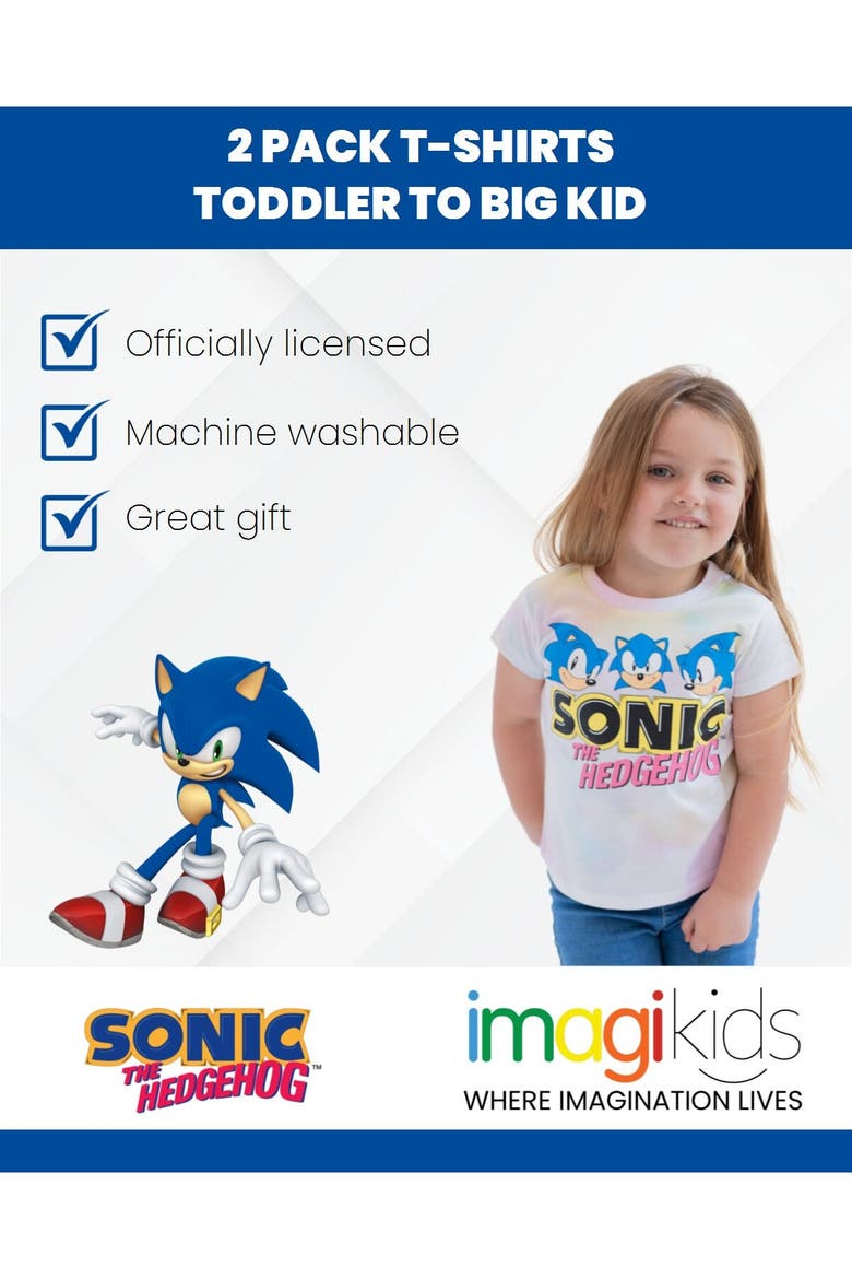Sonic the Hedgehog 2-Pack T-Shirts, Alternate, color, Mint Pink Sonic Amy