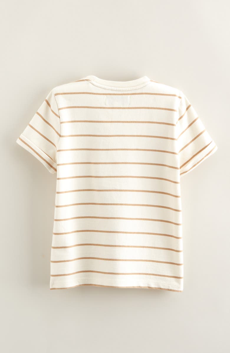 Nordstrom Kids' Stripe Pocket T-Shirt, Alternate, color, Ivory Egret- Tan Agatha Stripe
