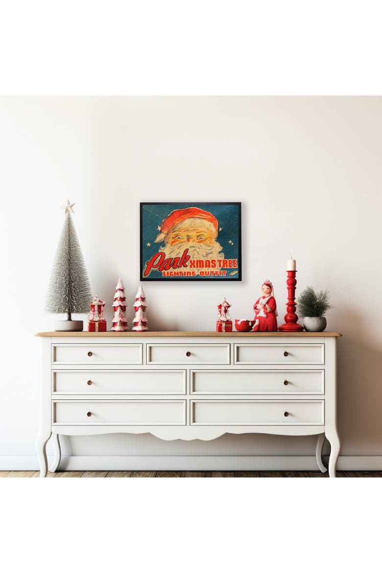 Vintage Santa Lighting Outfit Christmas Poster, Alternate, color, Blue