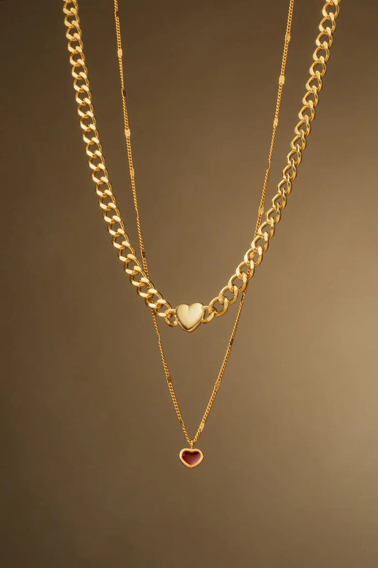 Rouge Waterproof Gold Heart Necklace, Alternate, color, Gold