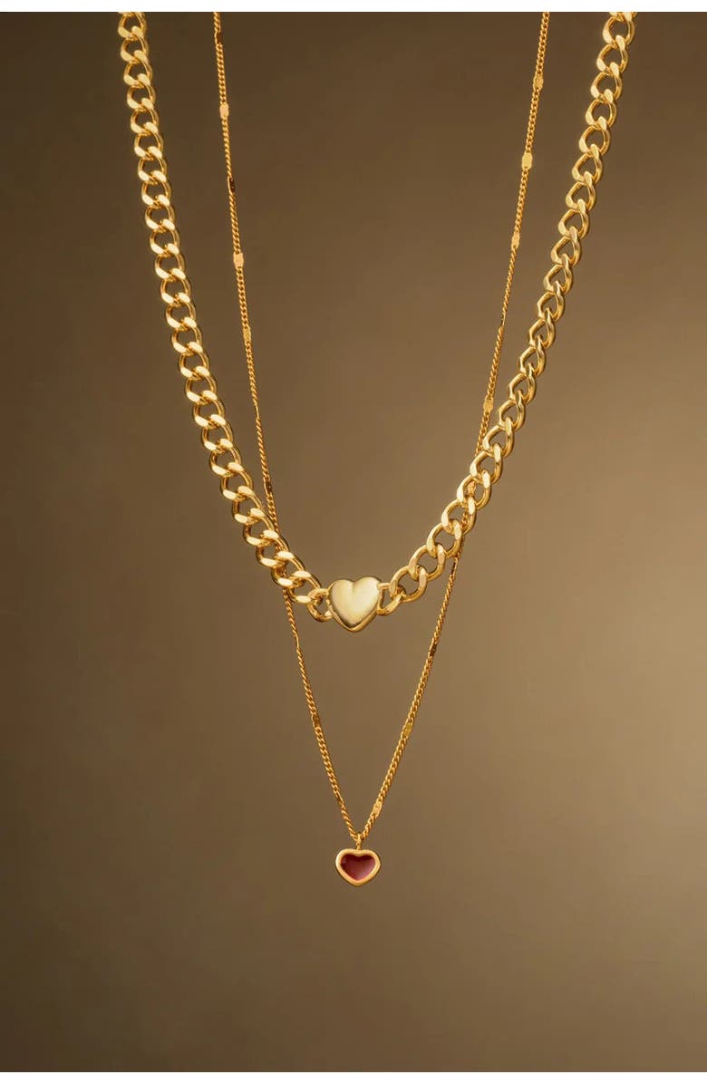 Katie Loxton Rouge Waterproof Gold Heart Necklace, Alternate, color, Gold