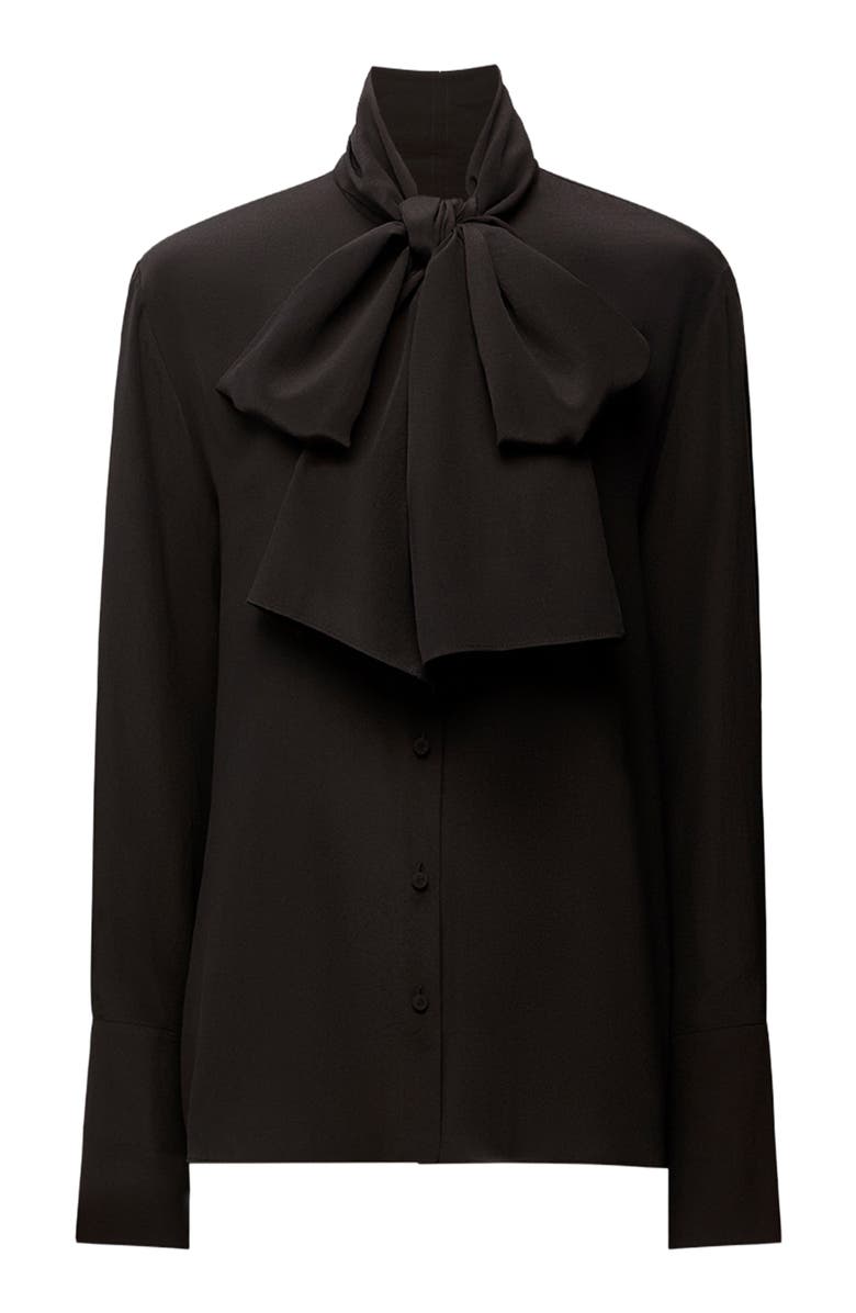 Another Tomorrow Signature Bow Blouse, Alternate, color, Black