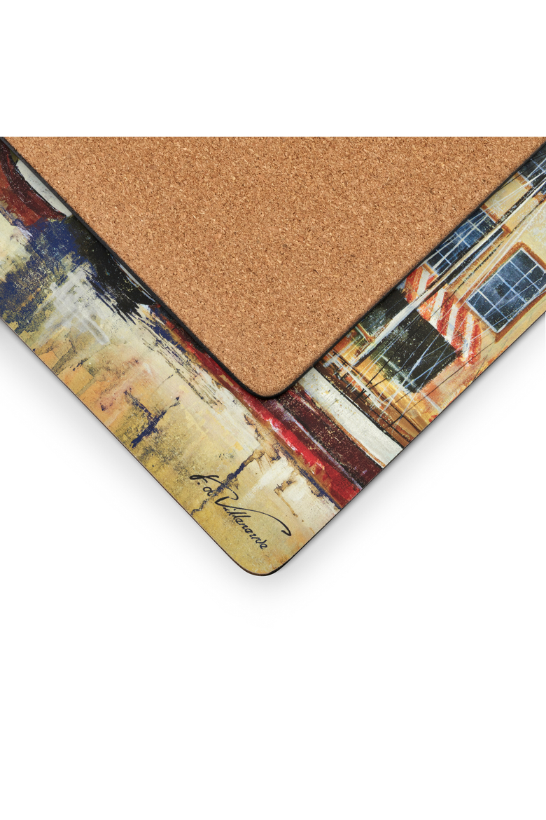 Boat Scene Set of 4 Cork Back Placemats, Alternate, color, Multi