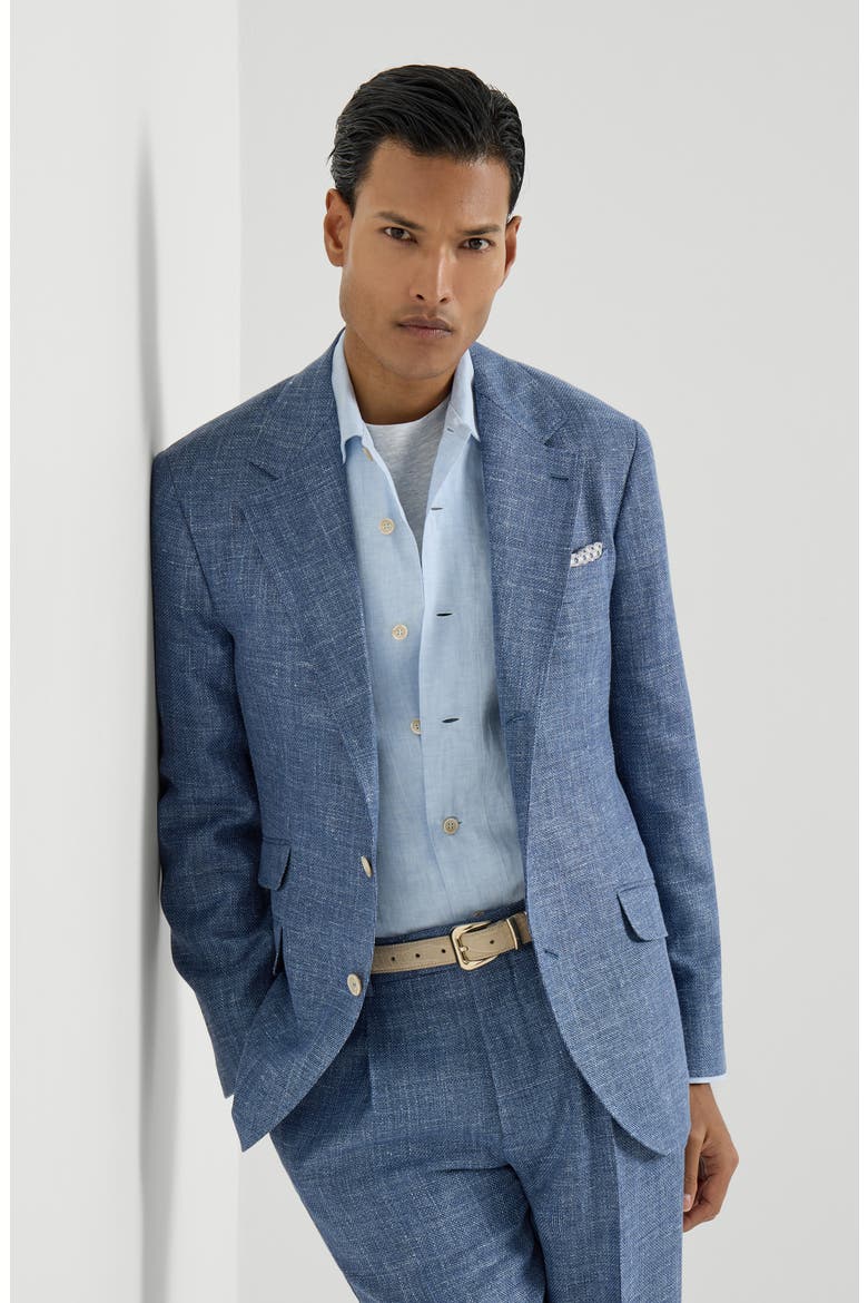 Hopsack deconstructed blazer, Alternate, color, Denim