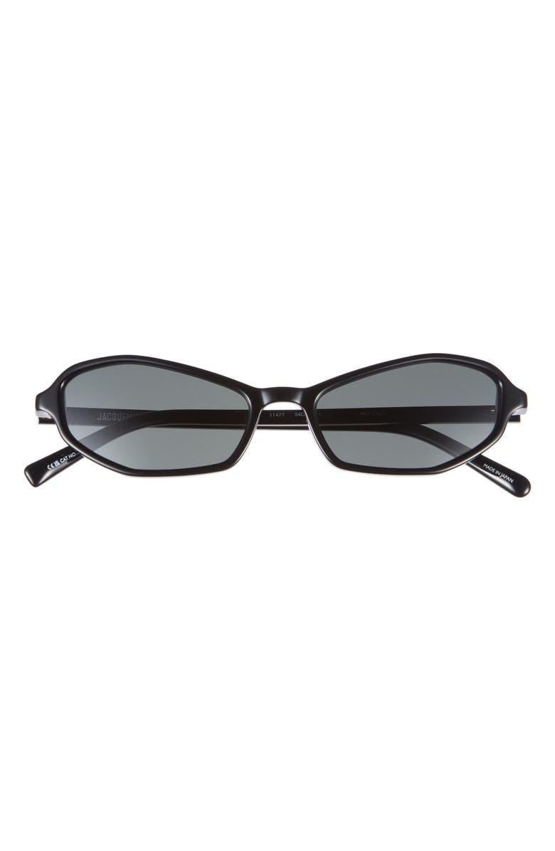 Jacquemus Les Lunettes Jac 54mm Polarized Irregular Sunglasses, Main, color, Black/Light Gold/Grey