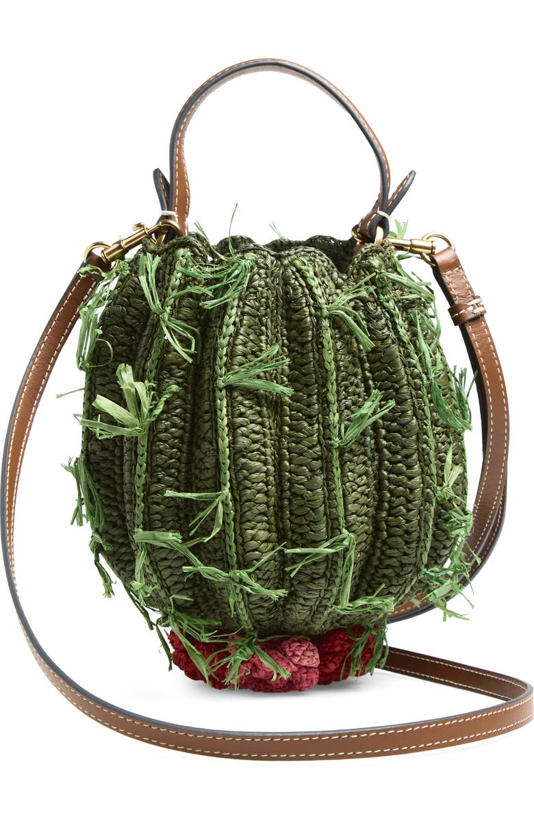 Anya Hindmarch Cactus Crochet Raffia Crossbody Bag, Alternate, color, Khaki