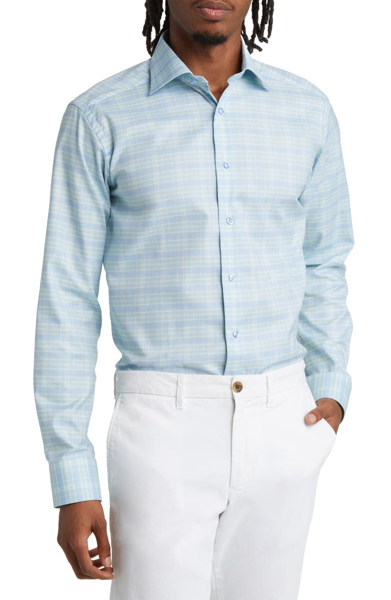 Eton Prince of Wales Check Slim Fit Dress Shirt, Main, color,