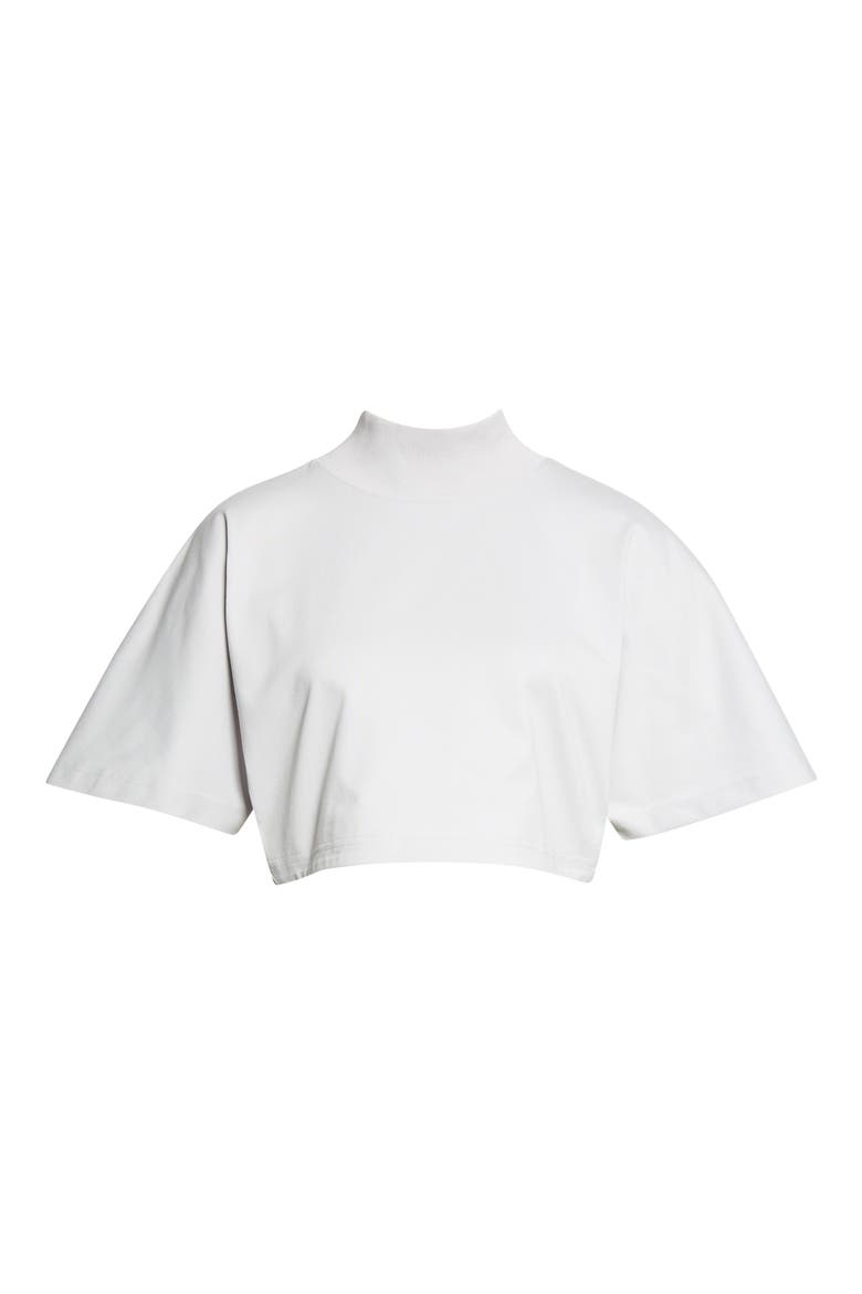 Mock Neck Cotton Jersey Crop Top, Alternate, color, GRIS PERLE