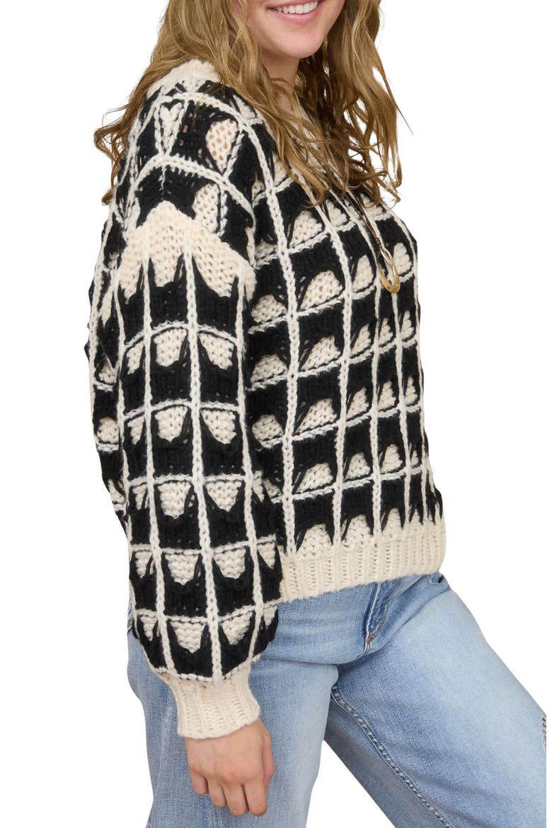 Open Stitch Sweater, Alternate, color, BLACK