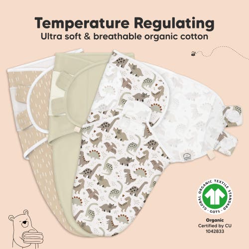 Keababies 3-pack Soothe Swaddle Wraps In Dino Ridge