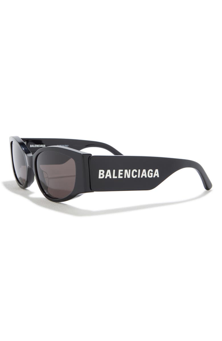 Balenciaga 56mm Oval Sunglasses, Alternate, color, Black Black Grey