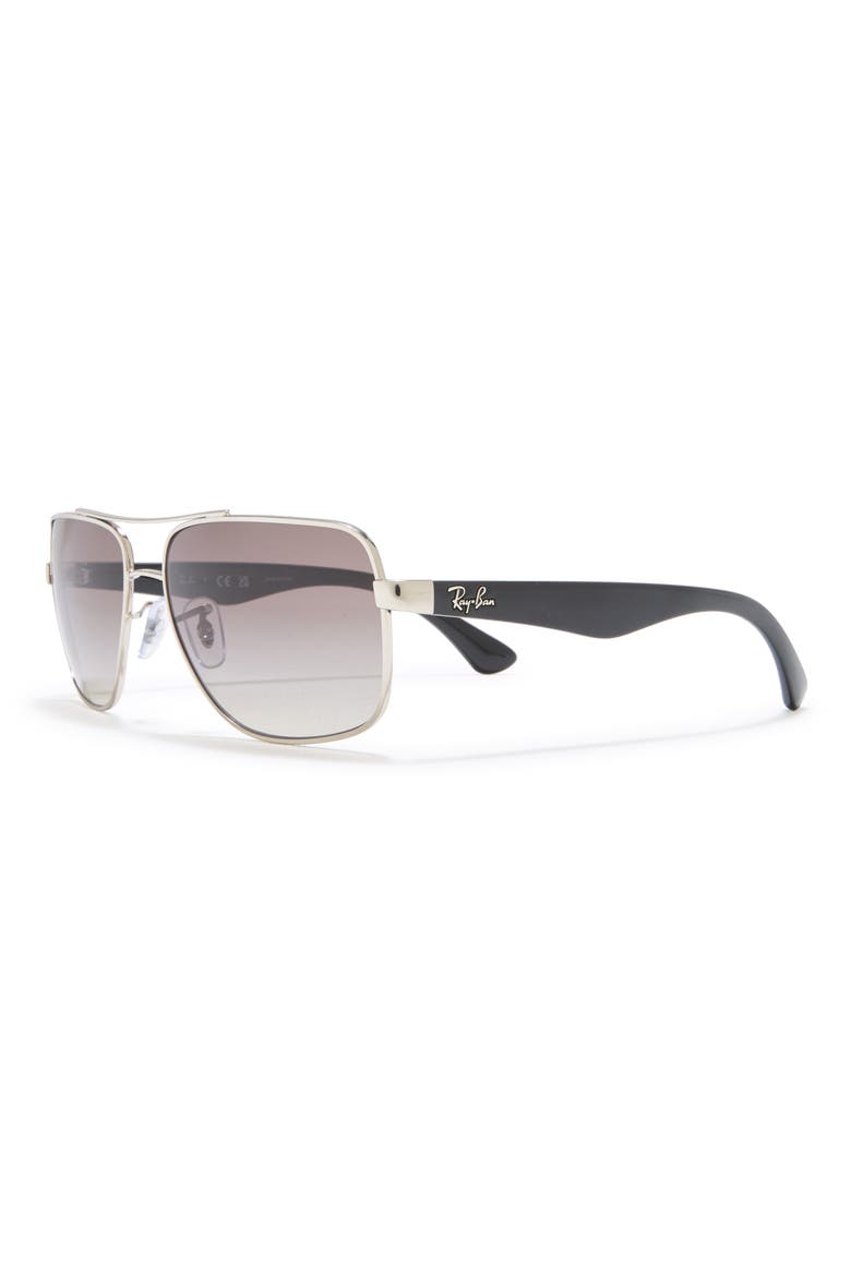 60mm Navigator Sunglasses, Alternate, color, SILVER