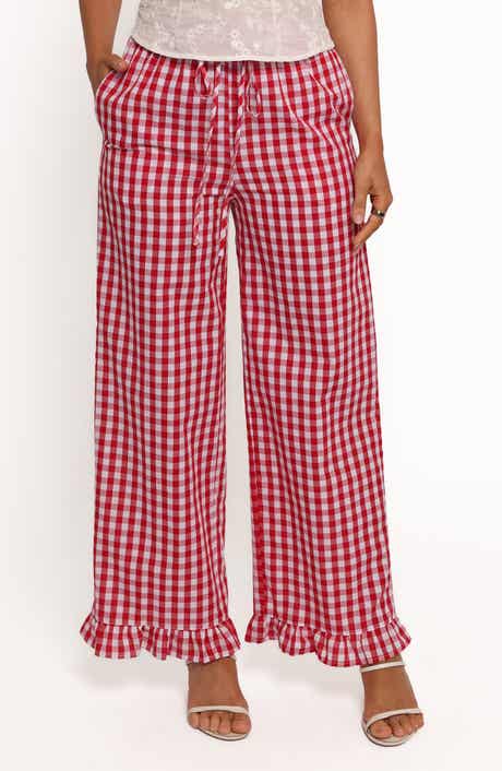 Petal & Pup Marina Gingham Ruffle Hem Cotton Pants