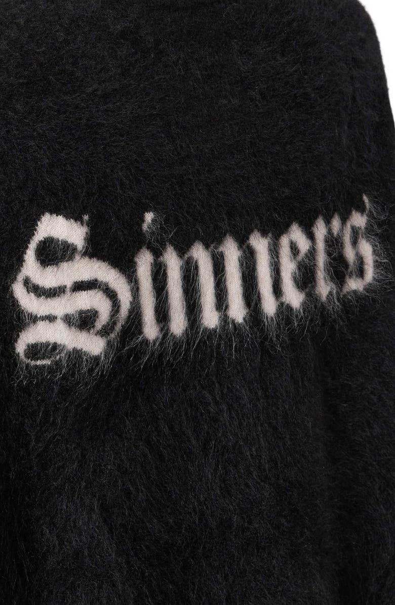 AllSaints Saints Crewneck Cashmere Sweater, Alternate, color, Black/ Chalk White