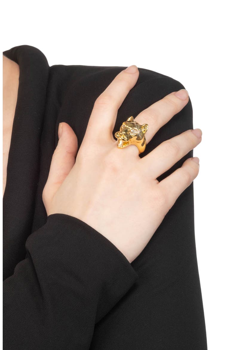 Panther Visage Ring, Alternate, color, GOLD/ CRYSTALS