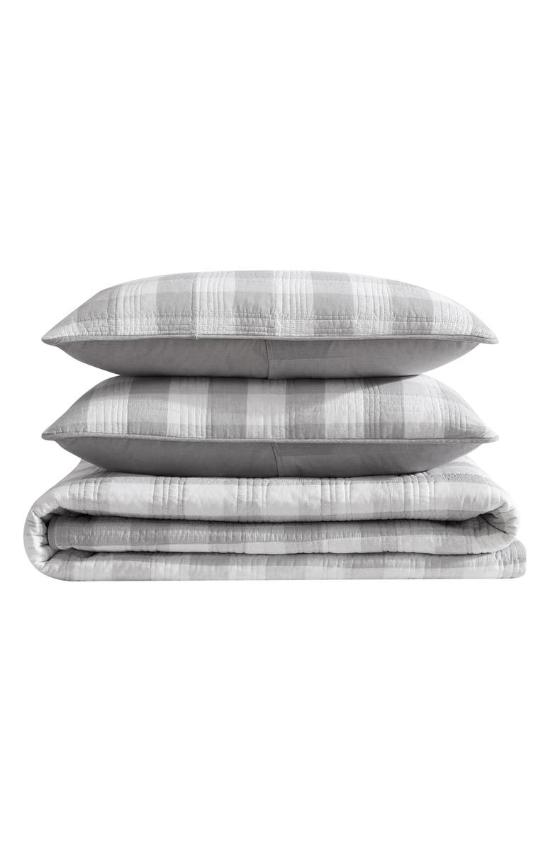 Eddie Bauer Lakehouse Plaid Cotton Quilt 3-Piece Set, Main, color, Grey