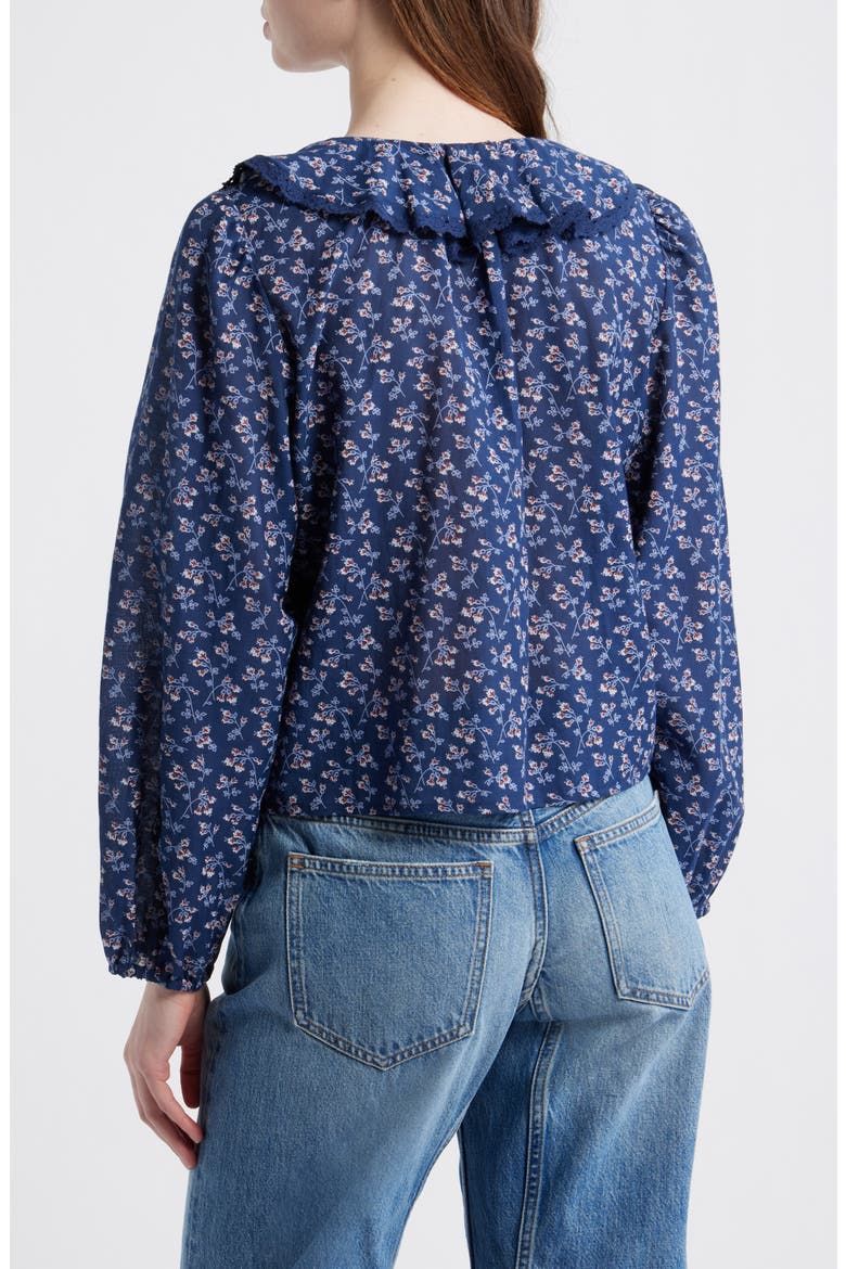 Lace Insert Ruffle Pintuck Long Sleeve Top, Alternate, color, DITSY BOUQUET FLORAL