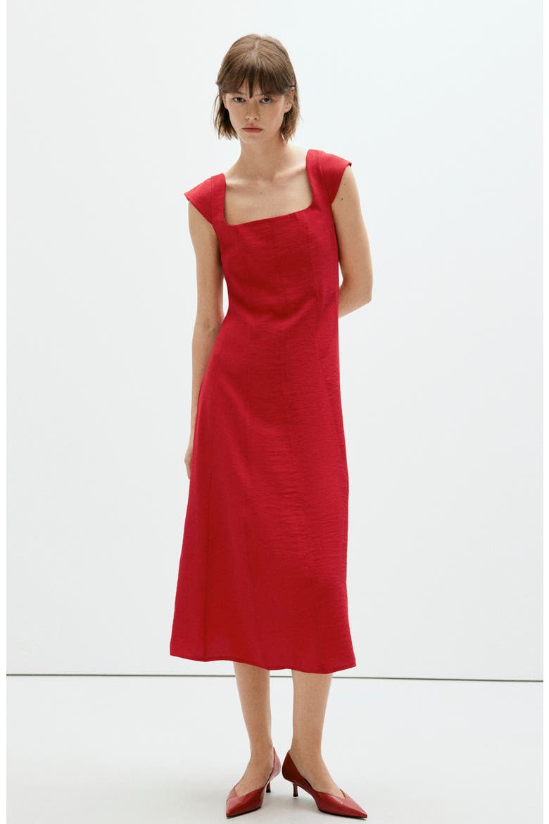 Bow Back A-Line Dress, Alternate, color, RED