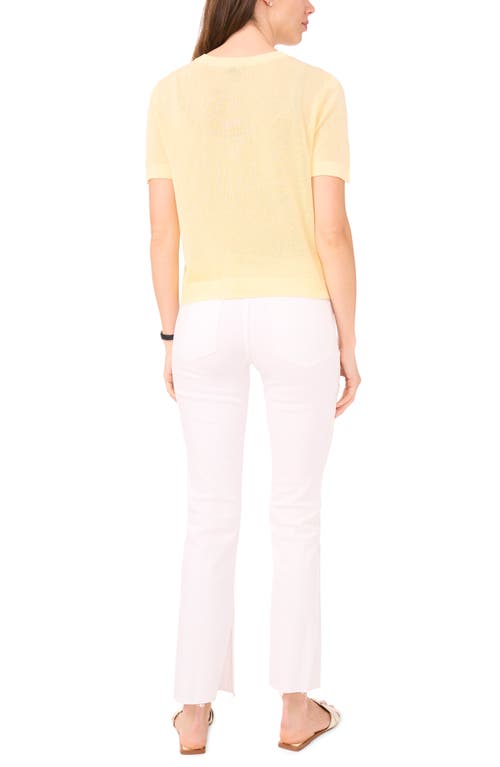 HALOGENR HALOGEN(R) SHORT SLEEVE BUTTON-UP SWEATER