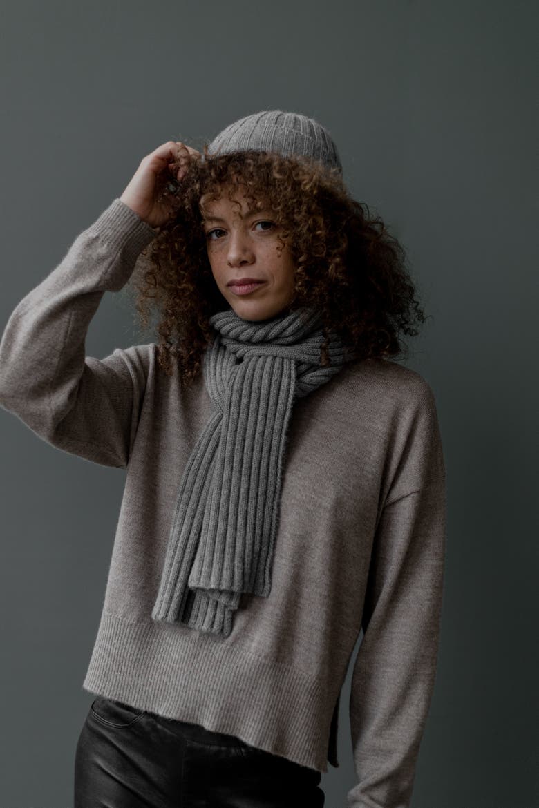 Ribbed Beanie, Alternate, color, GREY HEATHER