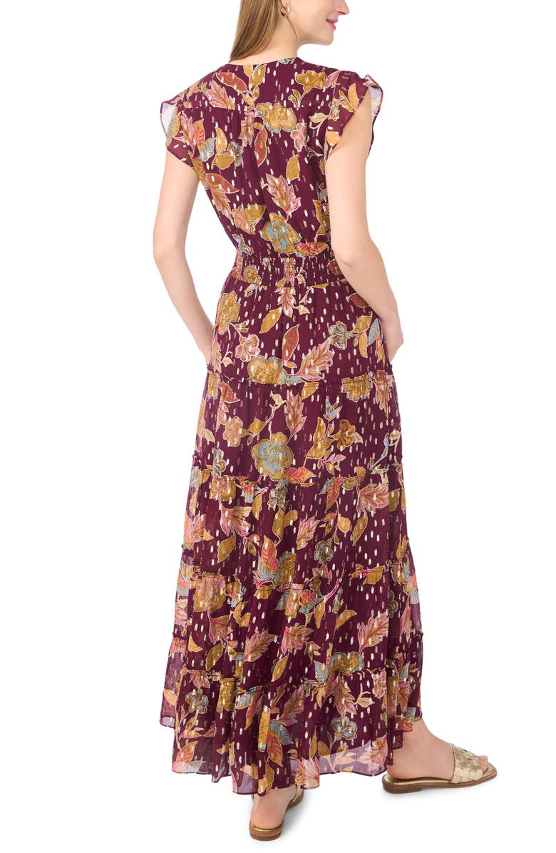 Vince Camuto Foil Tiered Maxi Dress, Alternate, color, Apple Red