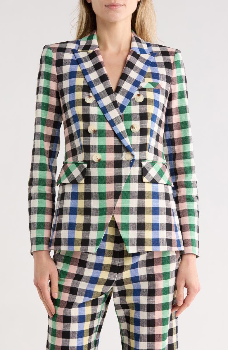 Veronica Beard Miller Check Cotton Blend Dickey Jacket, Main, color, Grey Multi