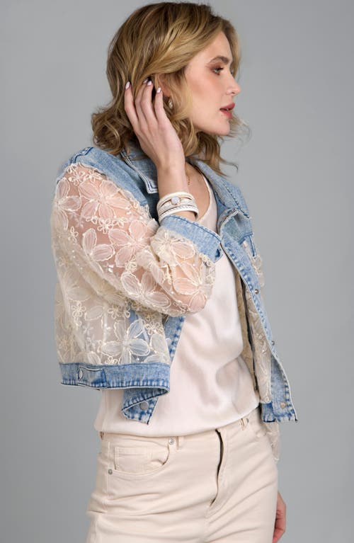 Saachi Denim Lace Trucker Jacket In Blue