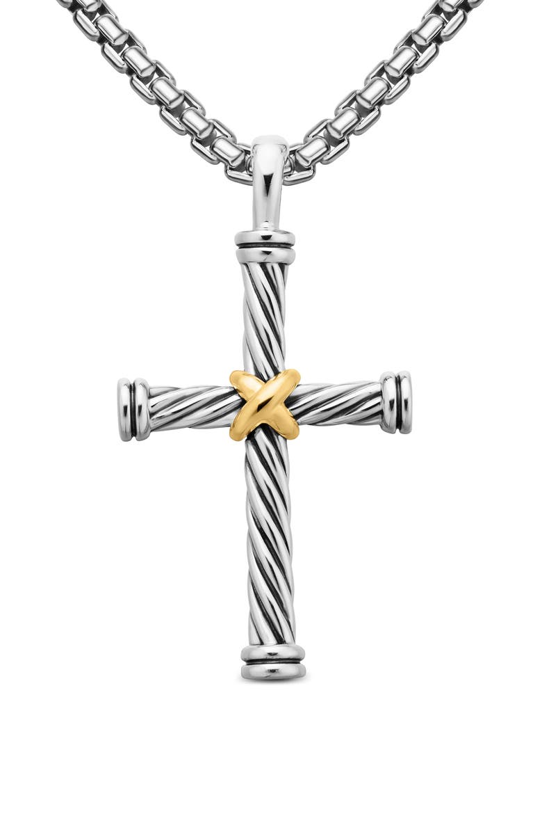 Cable Cross Enhancer with 18K Gold, Alternate, color, SILVER