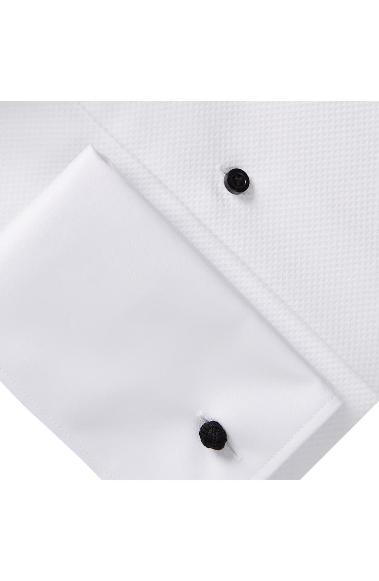 Emanuel Berg Modern Fit Textured Bib White Cotton Tuxedo Shirt, Alternate, color, White