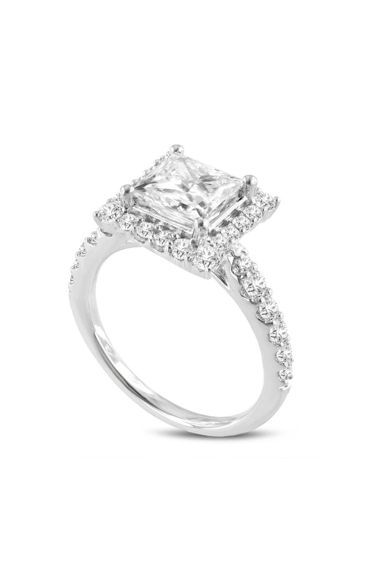 LuvMyJewelry Raya 14K White Gold Princess Cut Lab Grown Diamond Halo Engagement Ring - 2.55 Ct, Main, color, 