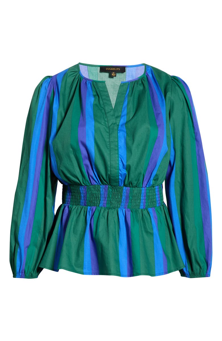 SUGARLIPS Dolary Stripe Mirana Peplum Popover Top, Main, color,