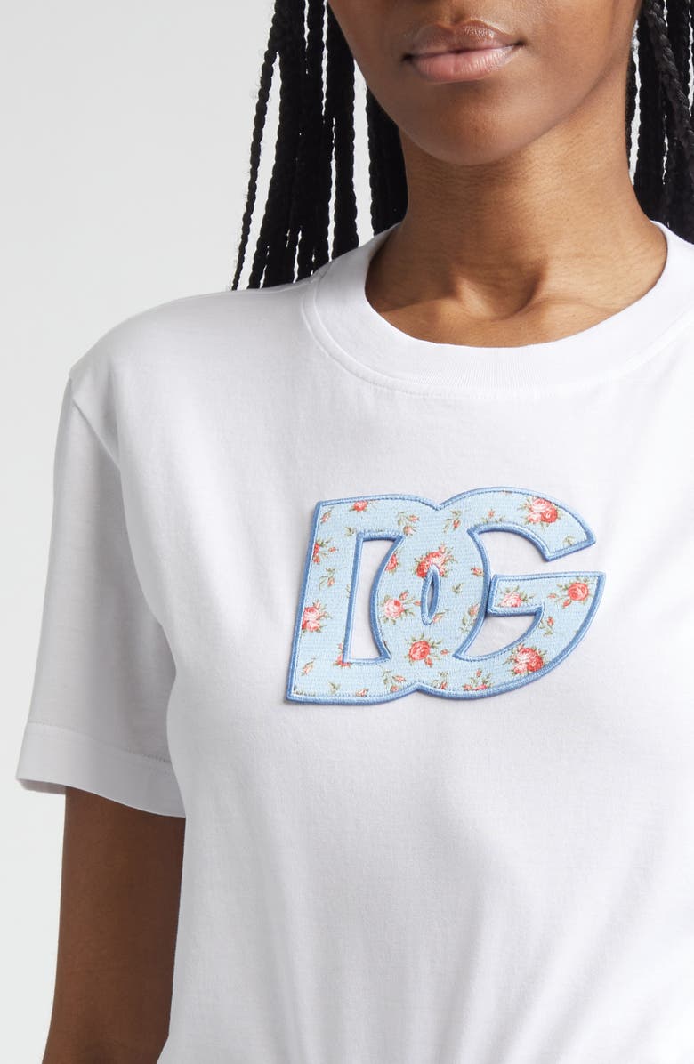 Dolce&Gabbana Embroidered Logo Short Sleeve T-Shirt, Alternate, color, Bianco Ottico