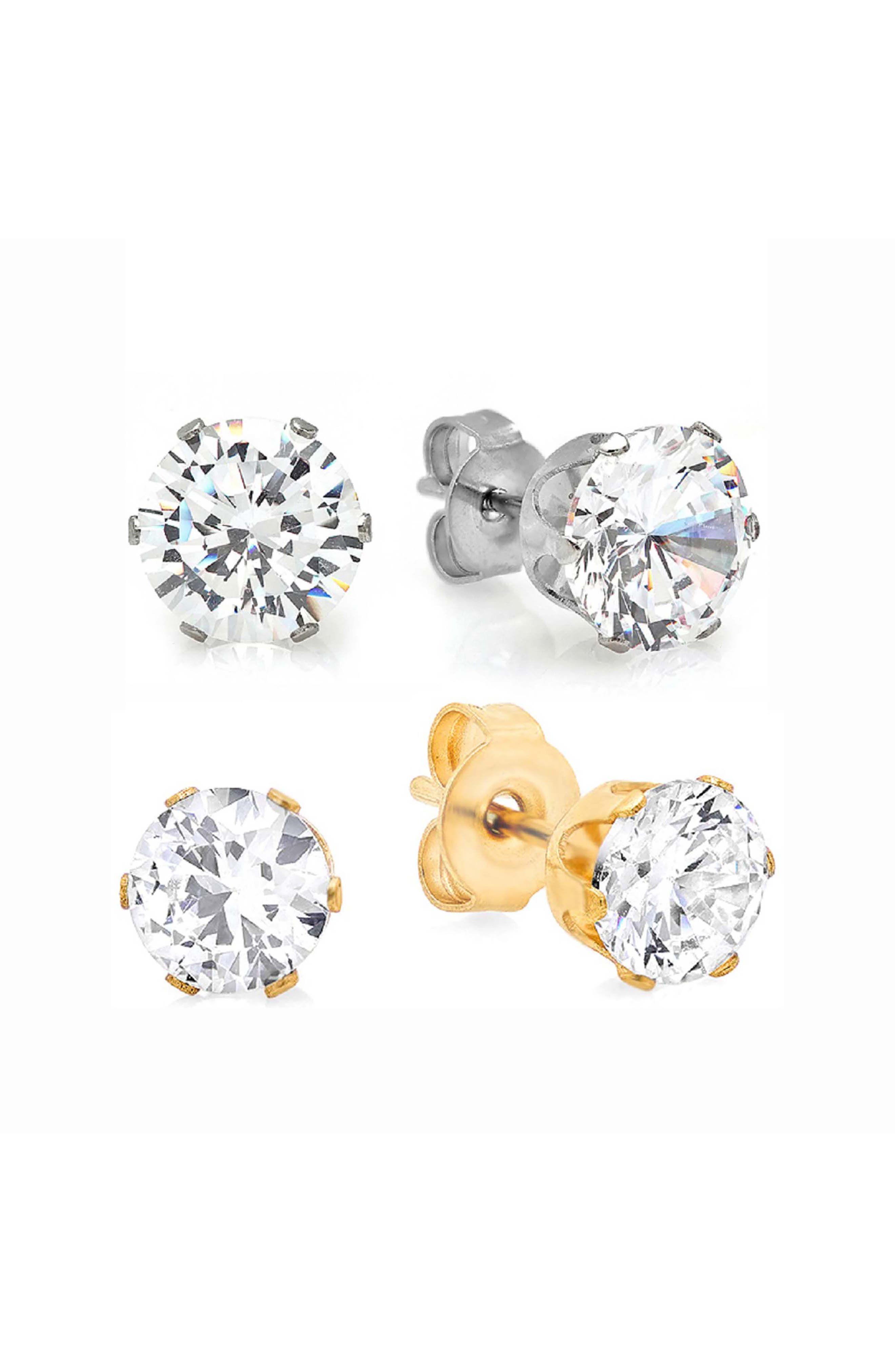 Set of 2 Cubic Zirconia Stud Earrings