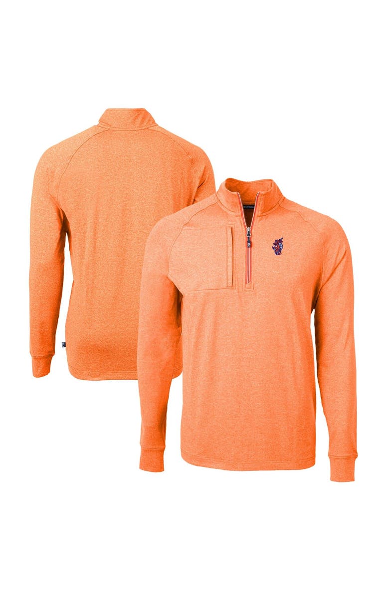 Cutter & Buck Men's Cutter & Buck Heather Orange Florida Gators Swinging Gator Adapt Eco Knit Hybrid Recycled Quarter-Zip Pullover Top, Main, color, Heather Orange