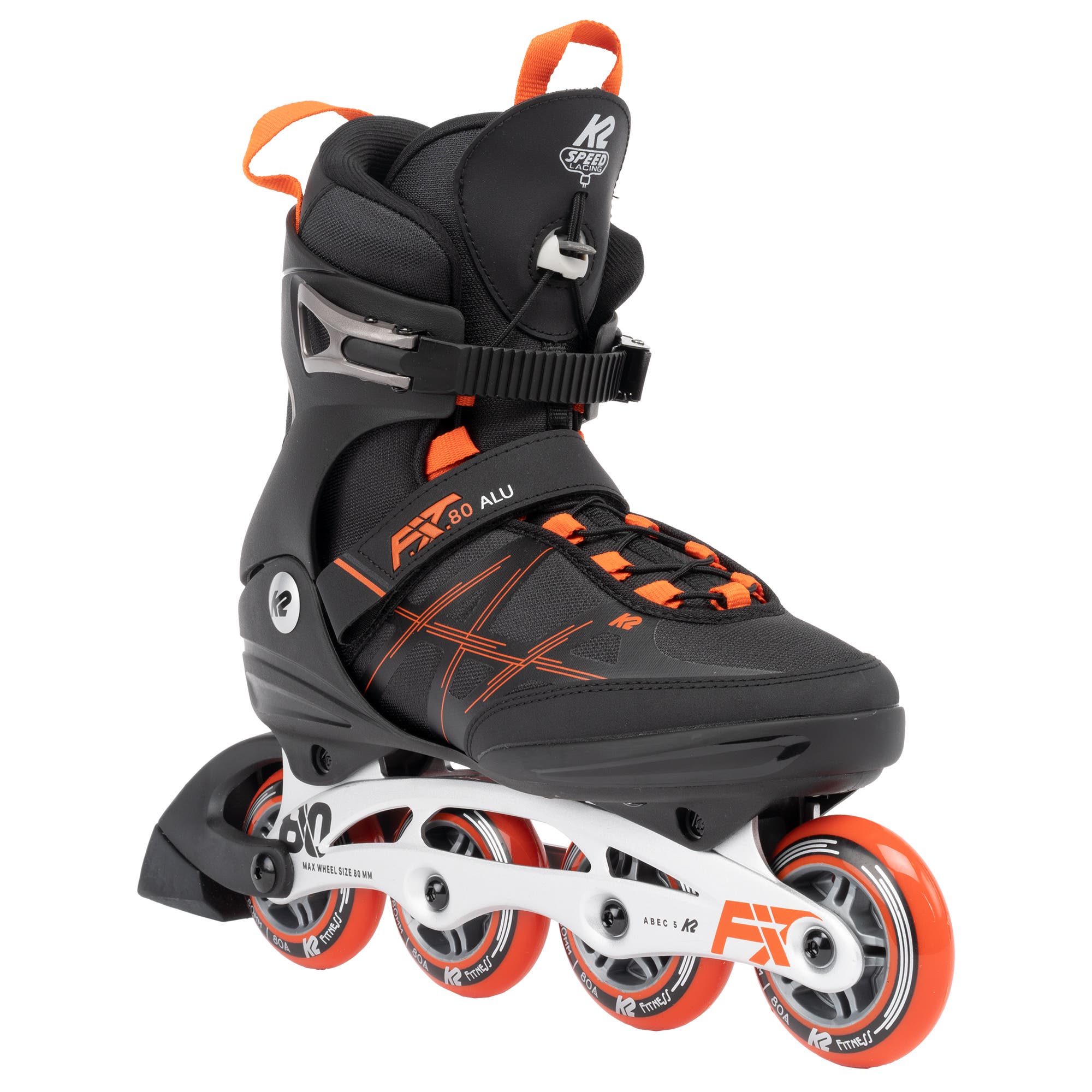 K2 F.I.T. 80 ALU Black Mens Inline Skates, Main, color, Black/Red