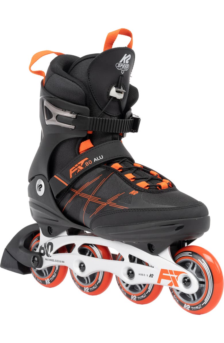 K2 F.I.T. 80 ALU Black Mens Inline Skates, Main, color, Black/Red