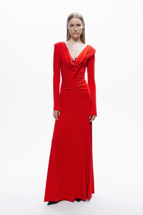 Nocturne Padded Accessory Detailed Maxi Dress In Red