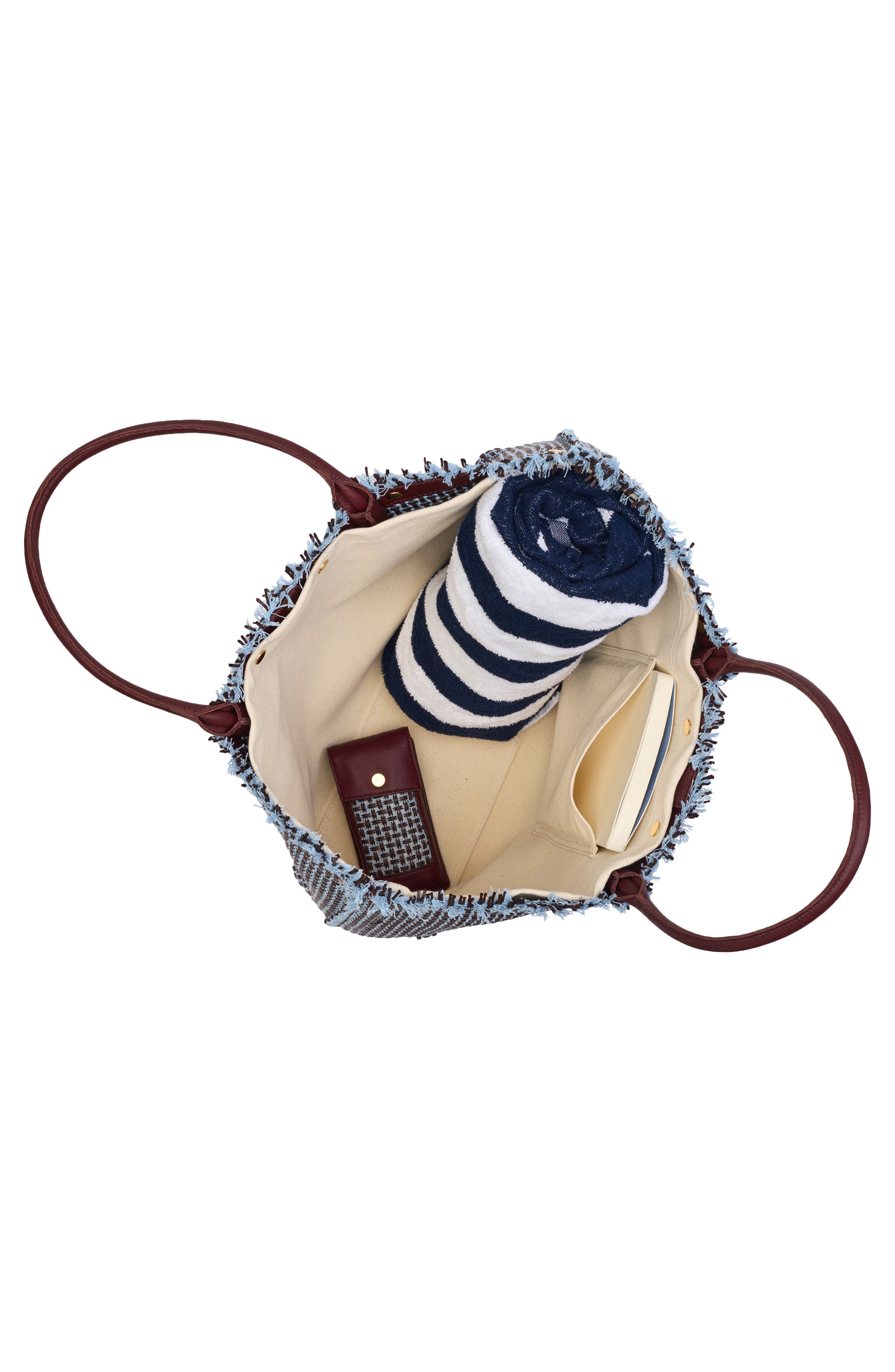 HAMMITT Olympia Woven Totel, Alternate, color, Blueberry Sorbet/ Gold