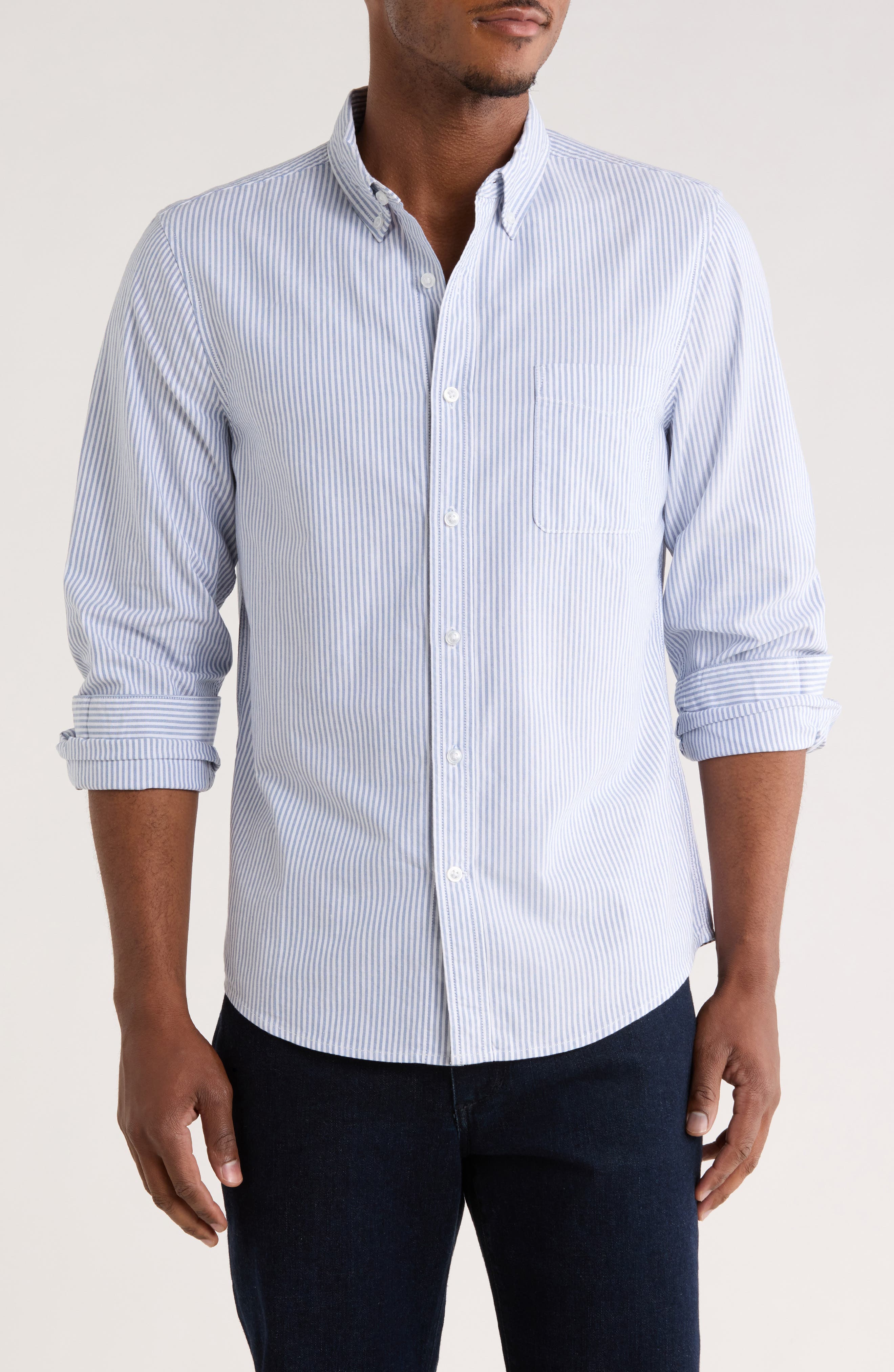 Stripe Cotton Oxford Button-Down Shirt