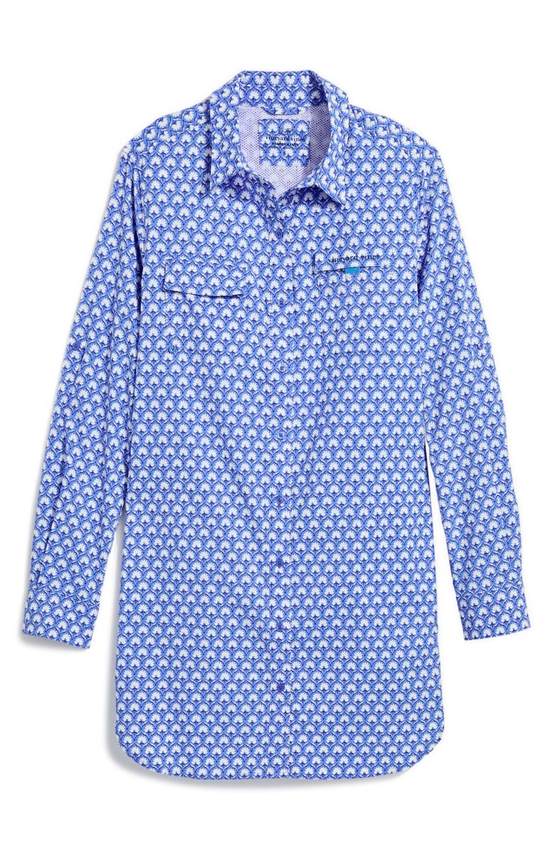 vineyard vines Harbor Long Sleeve Cover-Up Shirtdress, Alternate, color, Block