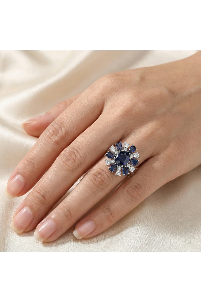 3.80Ct Nicole Blue Sapphire Diamond Ring 14k Gold Lab Grown, Alternate, color, 14k White Gold