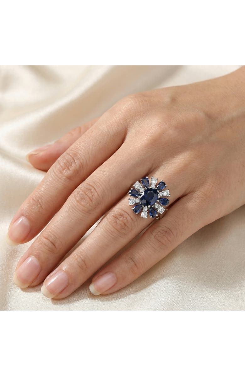 Bliss Diamond 3.80Ct Nicole Blue Sapphire Diamond Ring 14k Gold Lab Grown, Alternate, color, 14K White Gold
