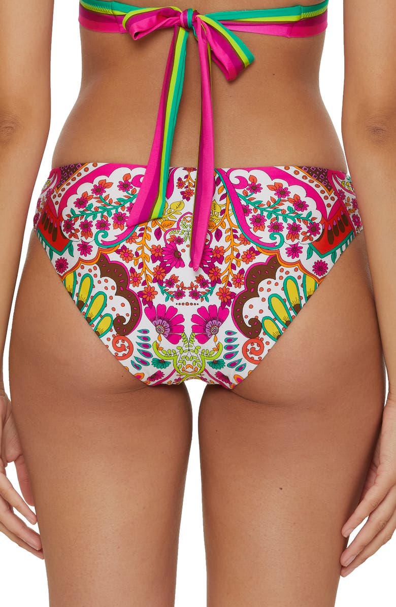 Trina Turk Hawaiian Side Tab Hipster Bikini Bottoms, Alternate, color, Pink Multi